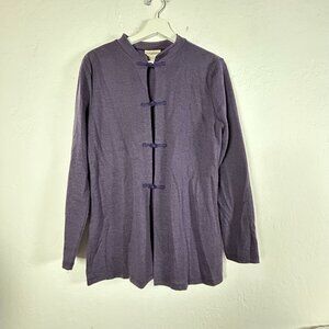 TravelSmith Womens Purple Washable Wool-Blend Long-Sleeve Tunic Jacket Medium